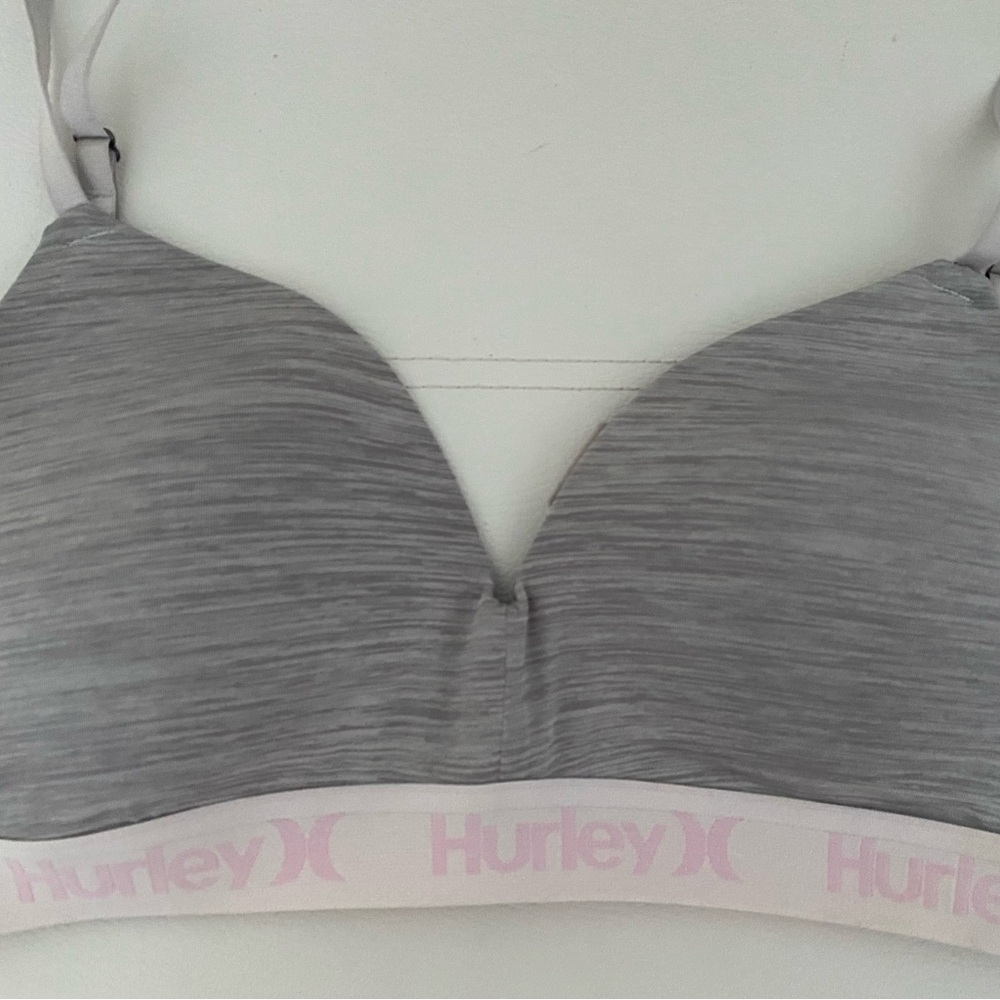 Hurley Gray and Pink Seamless Bra with Adjustable Straps